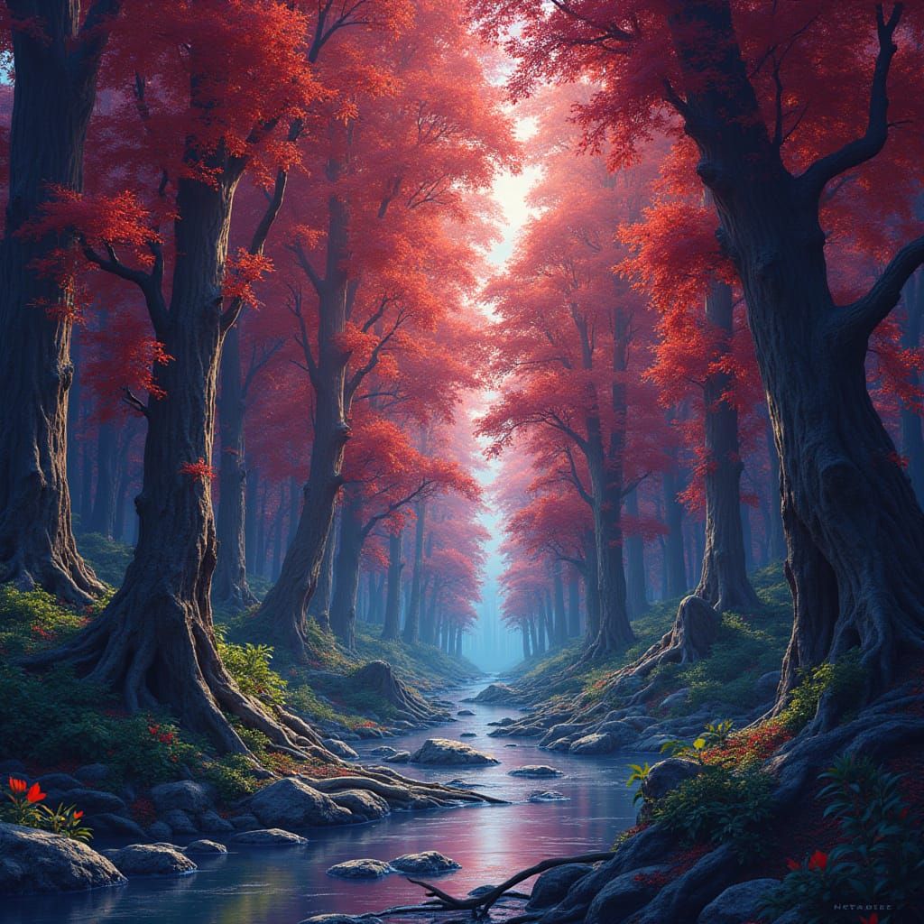 Surreal Geometric Tapestry in Deep Vibrant Colors