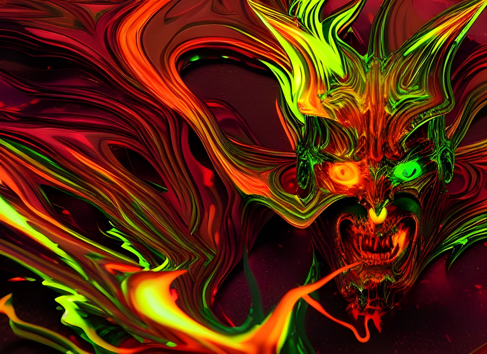 Vivid Molten Glass Demon with Particle Effects