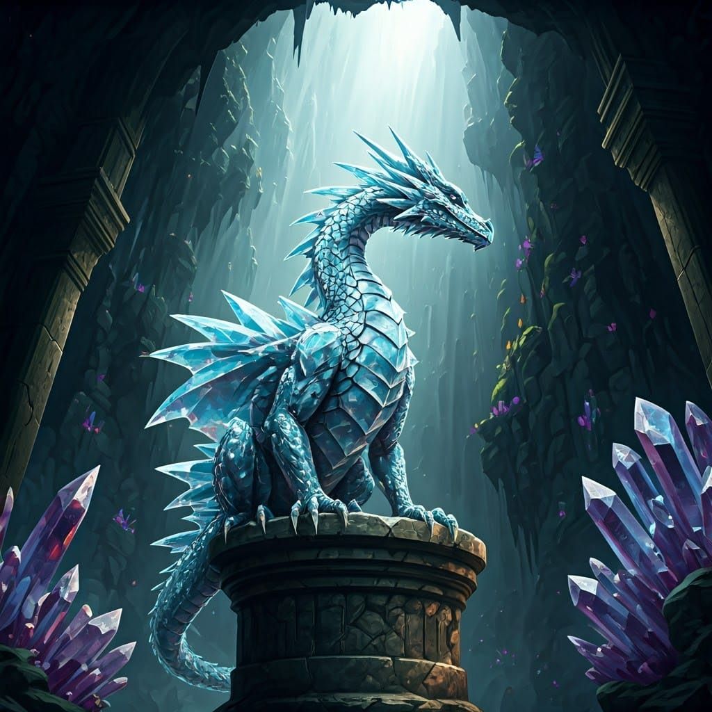 Majestic Crystal Dragon in Ancient Sacred Domain