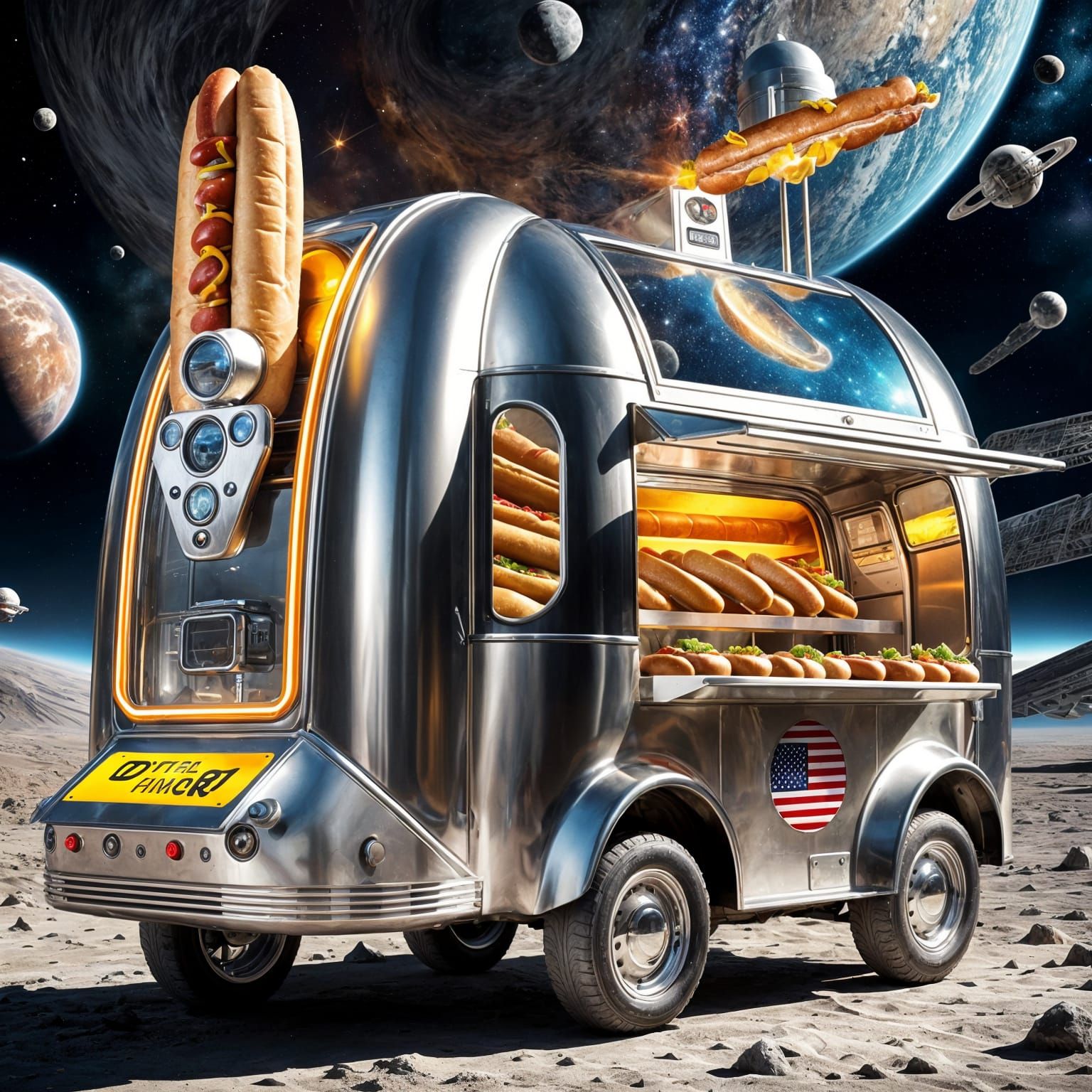 Futuristic Hot Dog Van Concept in Space