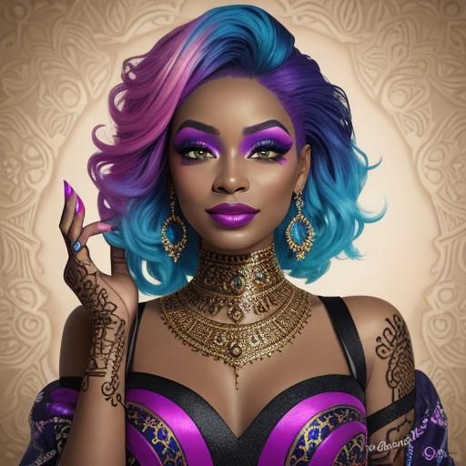 Vibrant Portrait of Black Woman in Pop Art Style