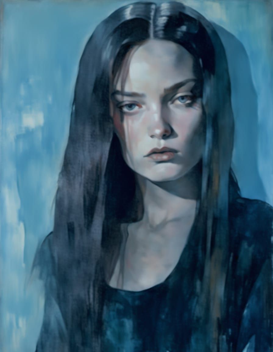 Brooding Woman: An Expressionist Portrait