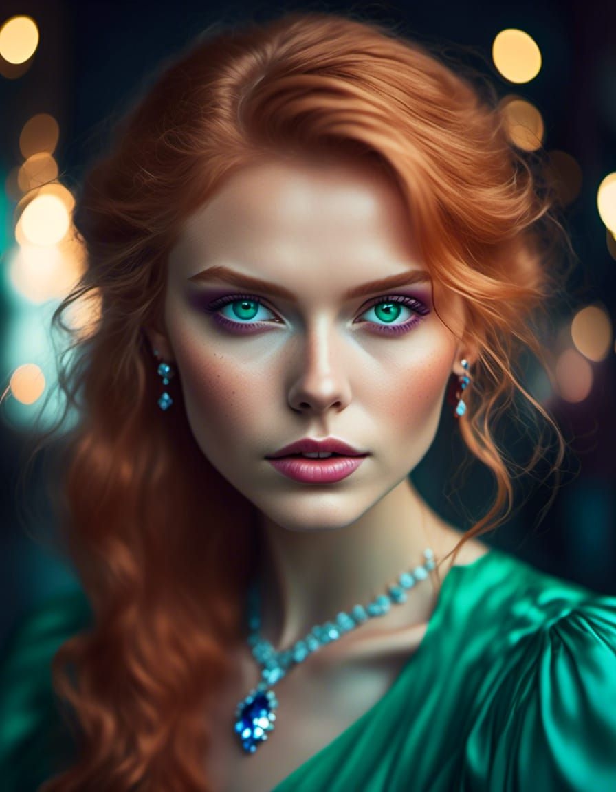 Stunning Woman with Green Eyes in Professional Photo