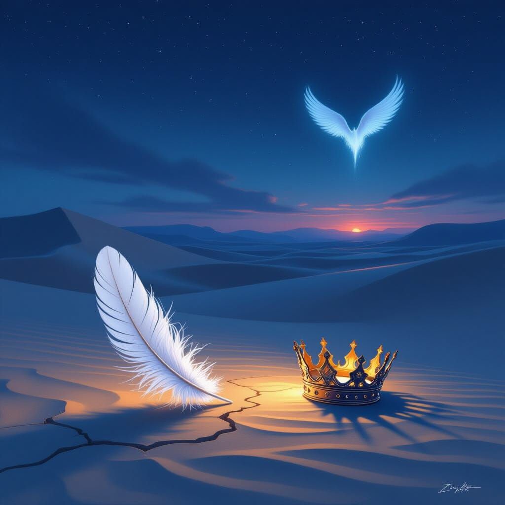 Ethereal Feather Lands by Broken Crown in Twilight Desert