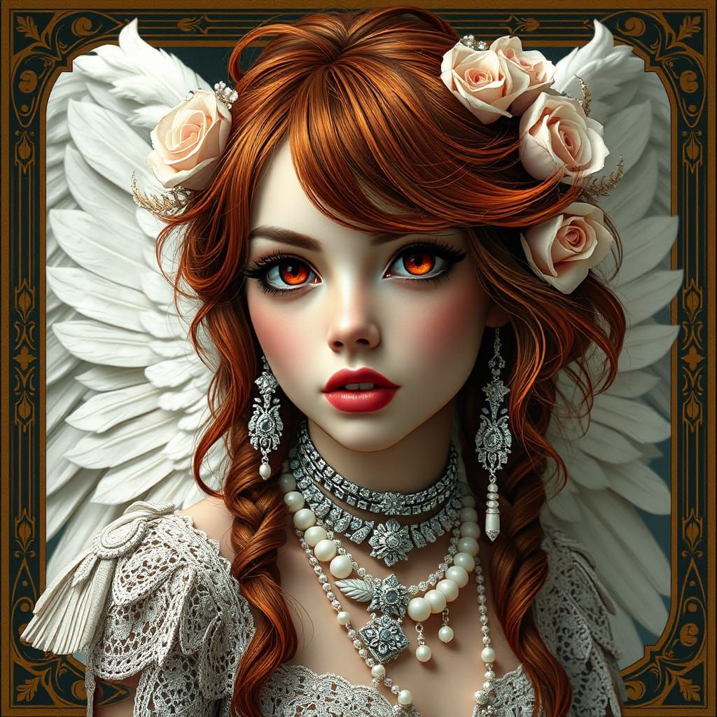 Punky Angel with Art Deco Border
