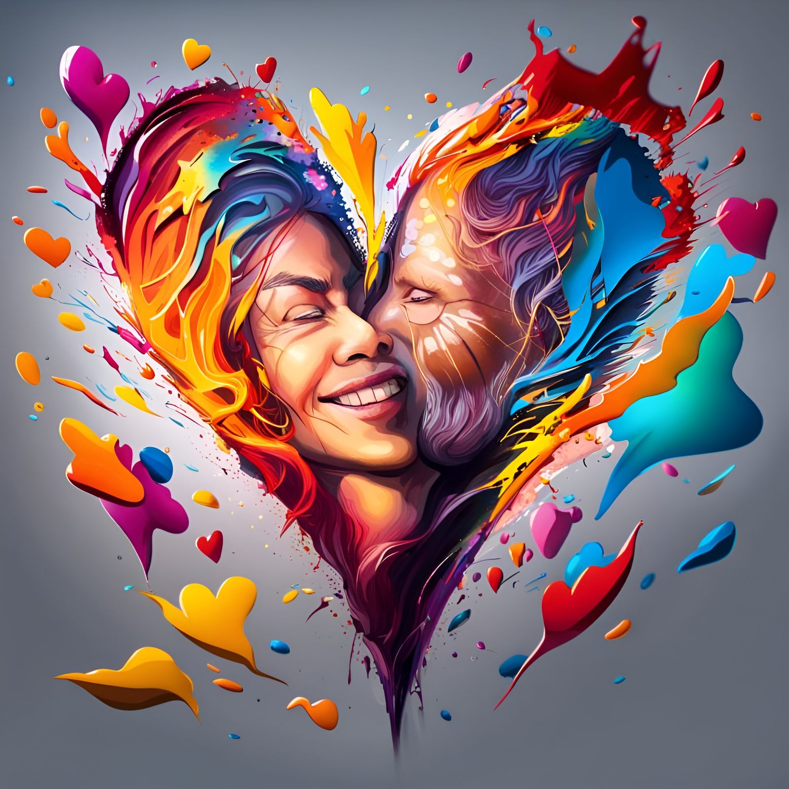 Philanthropic Heart Radiating Positivity in Splash Art