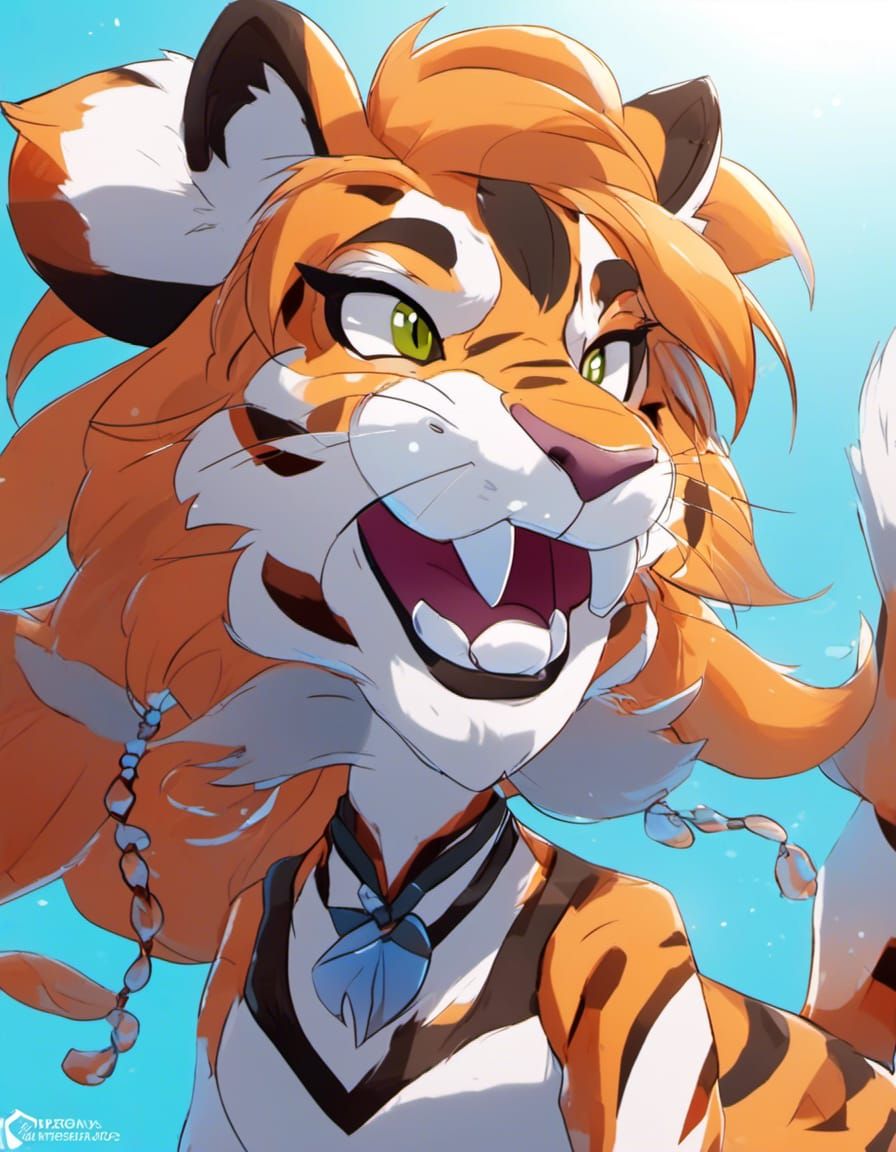 Furry Anthro Tiger in Pixar Style 3D Art