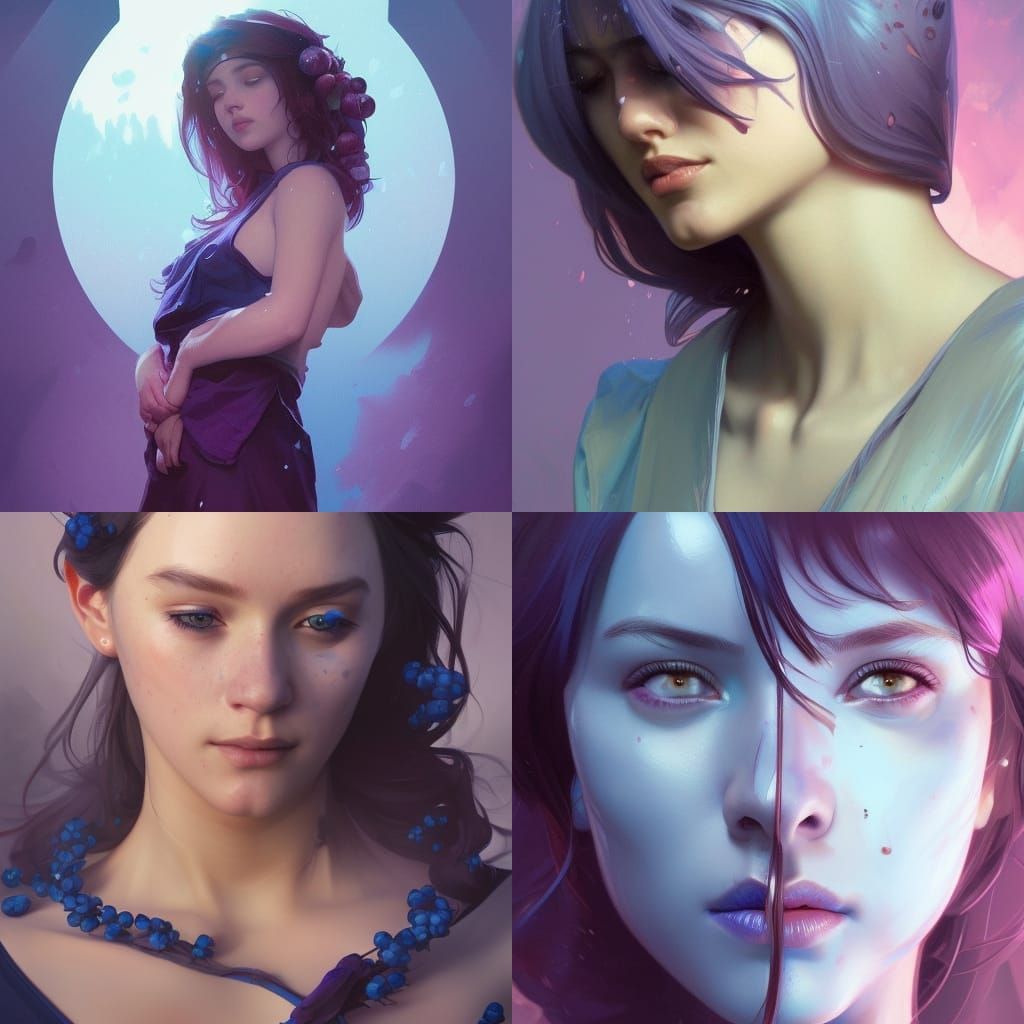Girl's Blueberry Transformation: Hyperdetailed Art Portrait