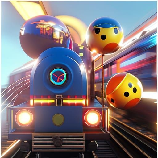 Pac-Man and Ghosts on a Train, Splash Art