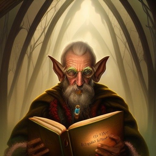 Fantasy Elf with Spellbook Digital Illustration
