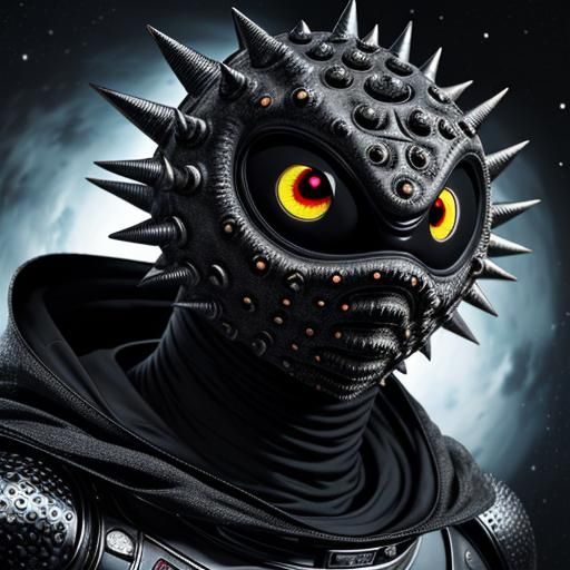 Spiky Horror Face with Googly Eyes in Digital Art
