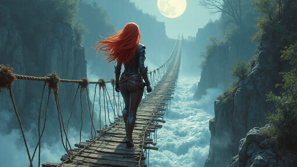 Daring Elf Steps onto Frayed Rope Bridge