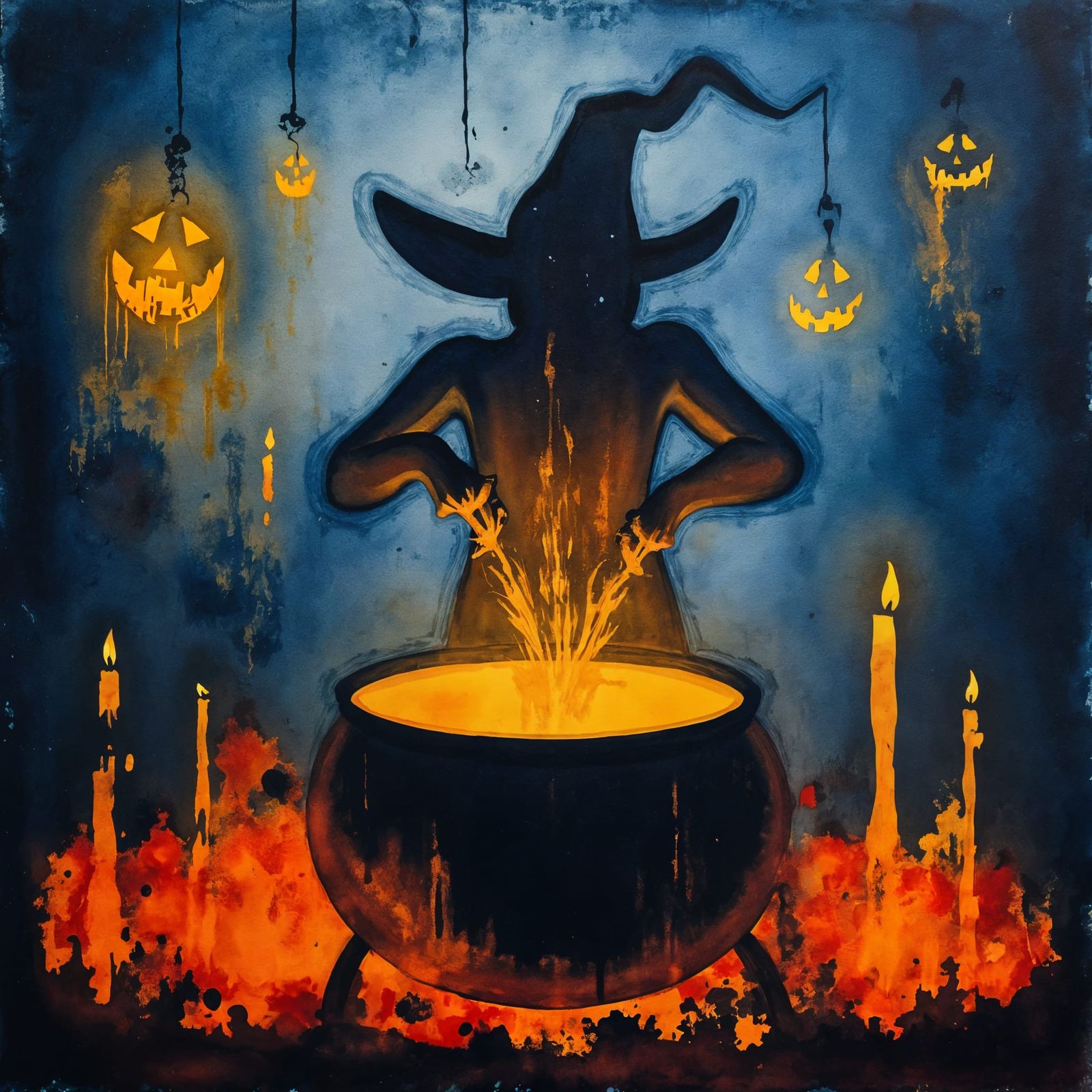 Renaissance Halloween: Textured Watercolor Painting