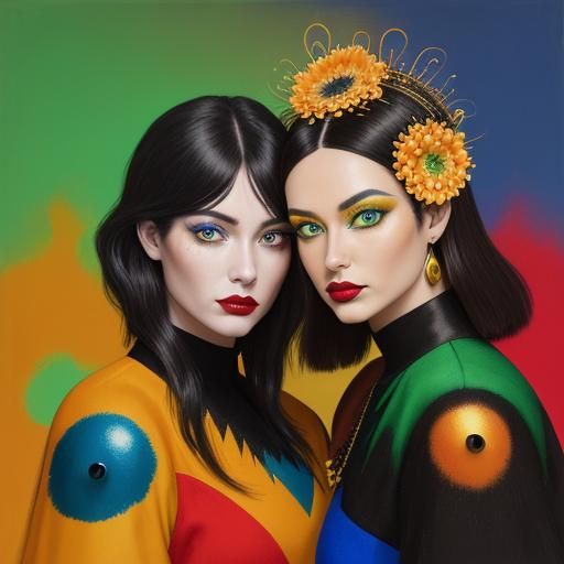 Gold Woman with Peacock Feathers in Hyperrealistic Art