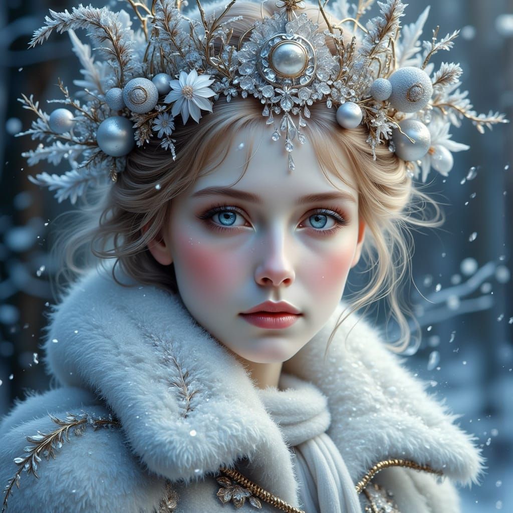 Fairy Queen in Ornate Winter Attire