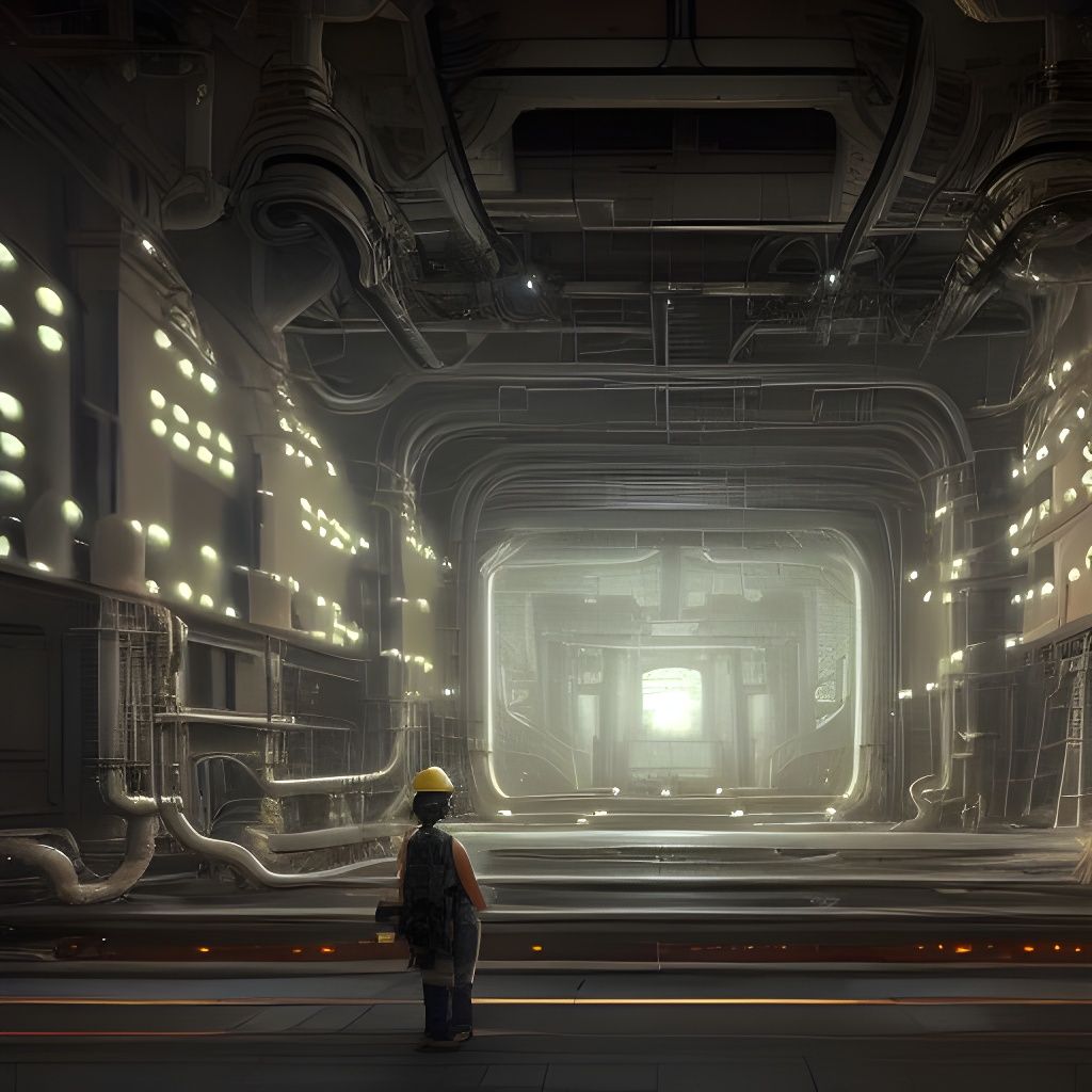 Giant Power Plant Control Room in Shonen Fantasy Style