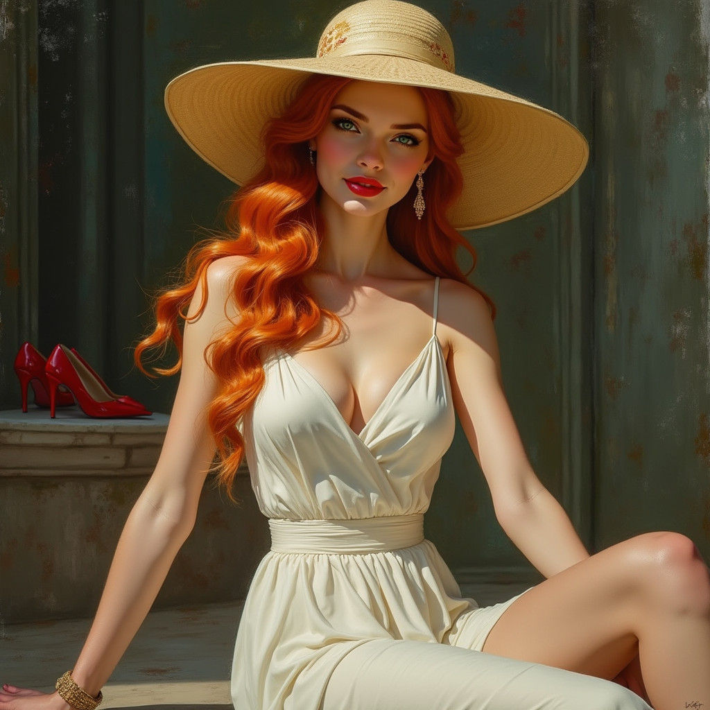 Elegant Art Deco Goddess in Ginger Locks