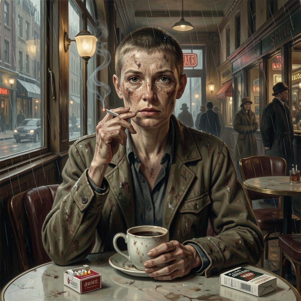 Ginger Rogers in a Moody 1930s Art Deco Cafe