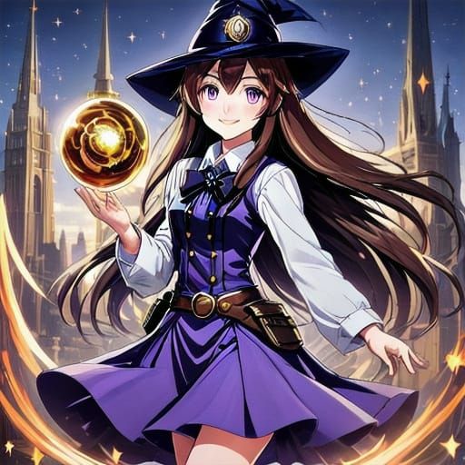 Anime Girl in Purple Dress and Cowgirl Boots at Modern Texas...