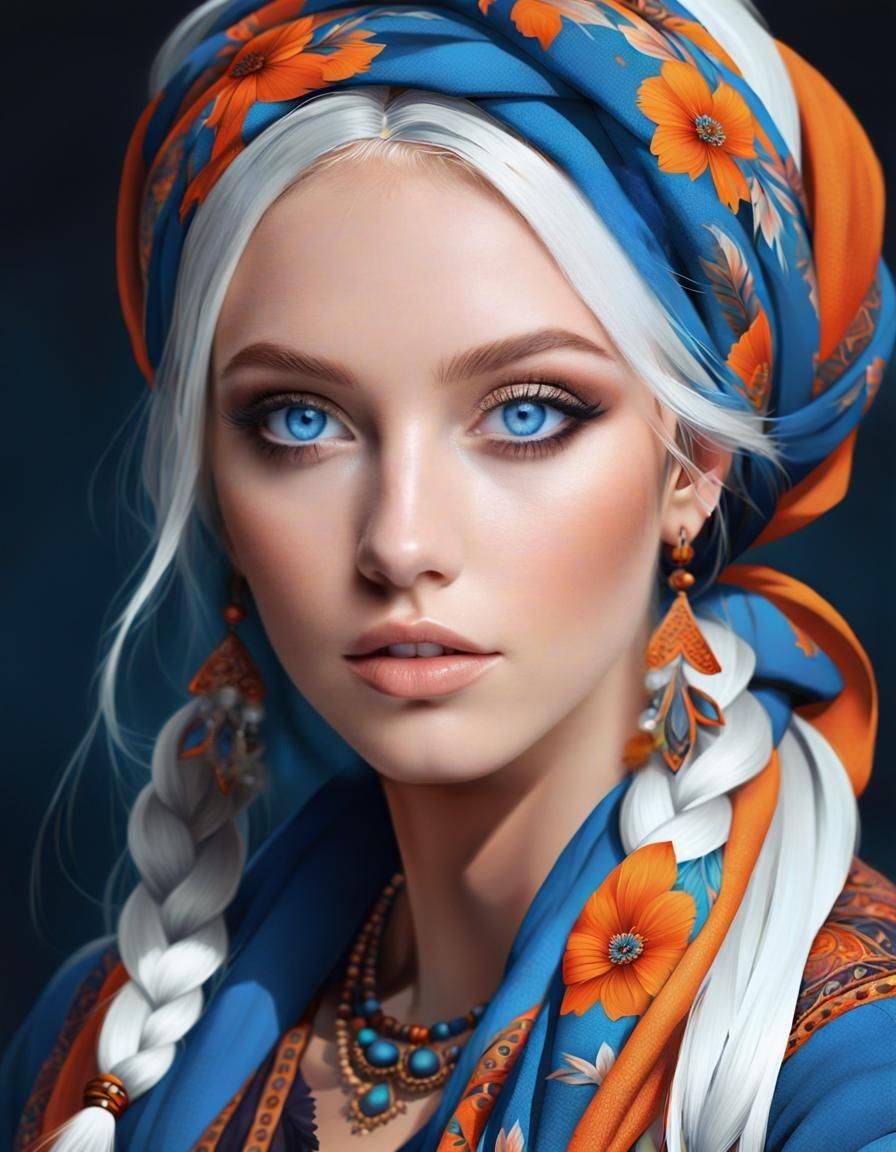 Girl with Braids: Detailed Concept Art Portrait