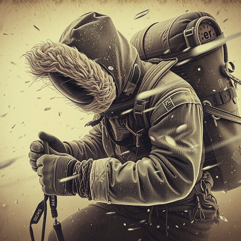 Ethereal Portrait of a Weathered Explorer in the Arctic Wild...