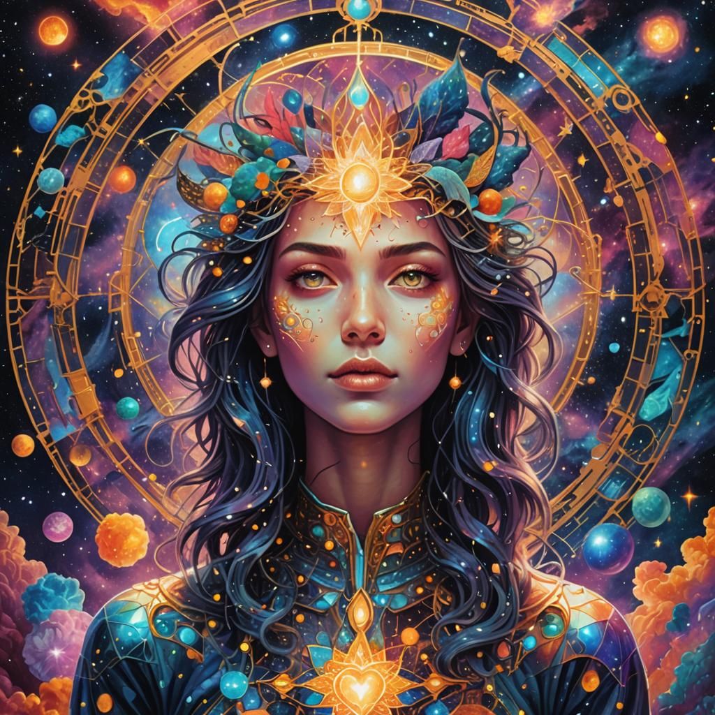 Surreal Astral Cosmic Portal in Vibrant Holographic Colors