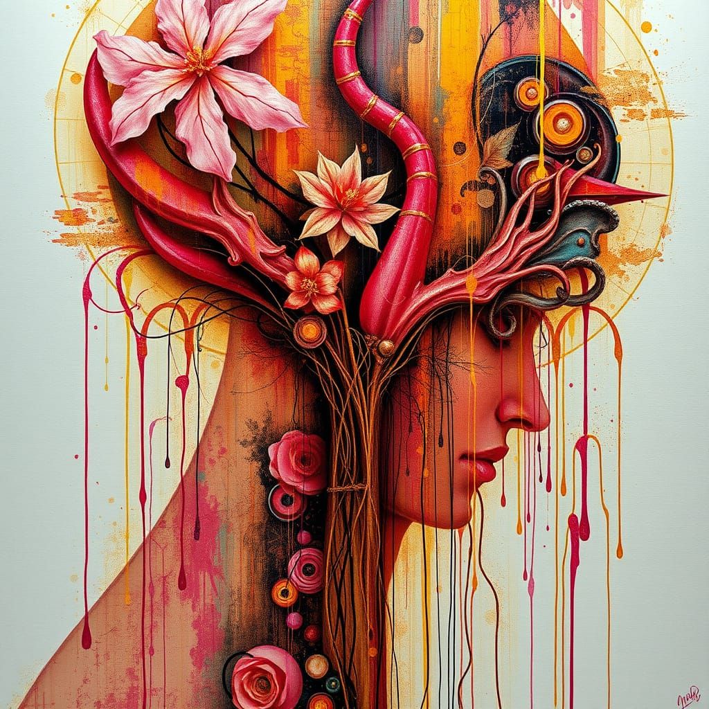 Abstract Composition with Lyrical Abstraction and Grattage