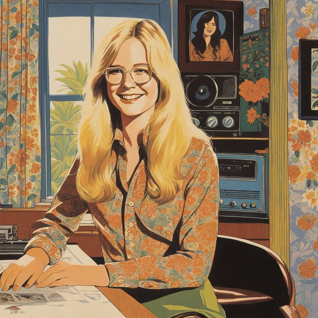 Nostalgic Teen Girl in 1970s Bedroom