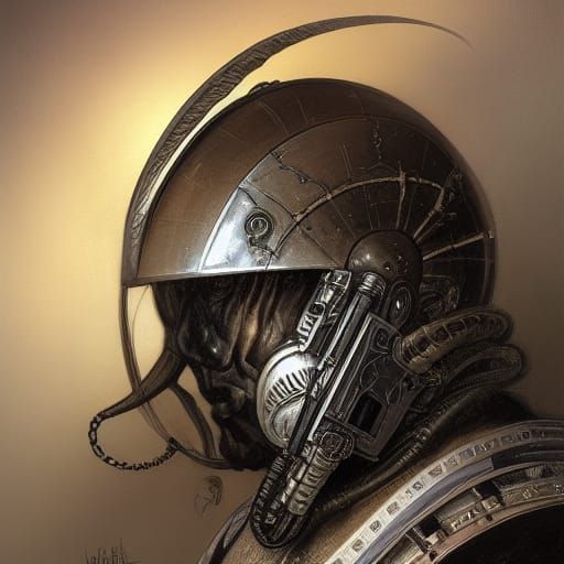 Cosmic Space Marine Portrait in Dark Fantasy Style