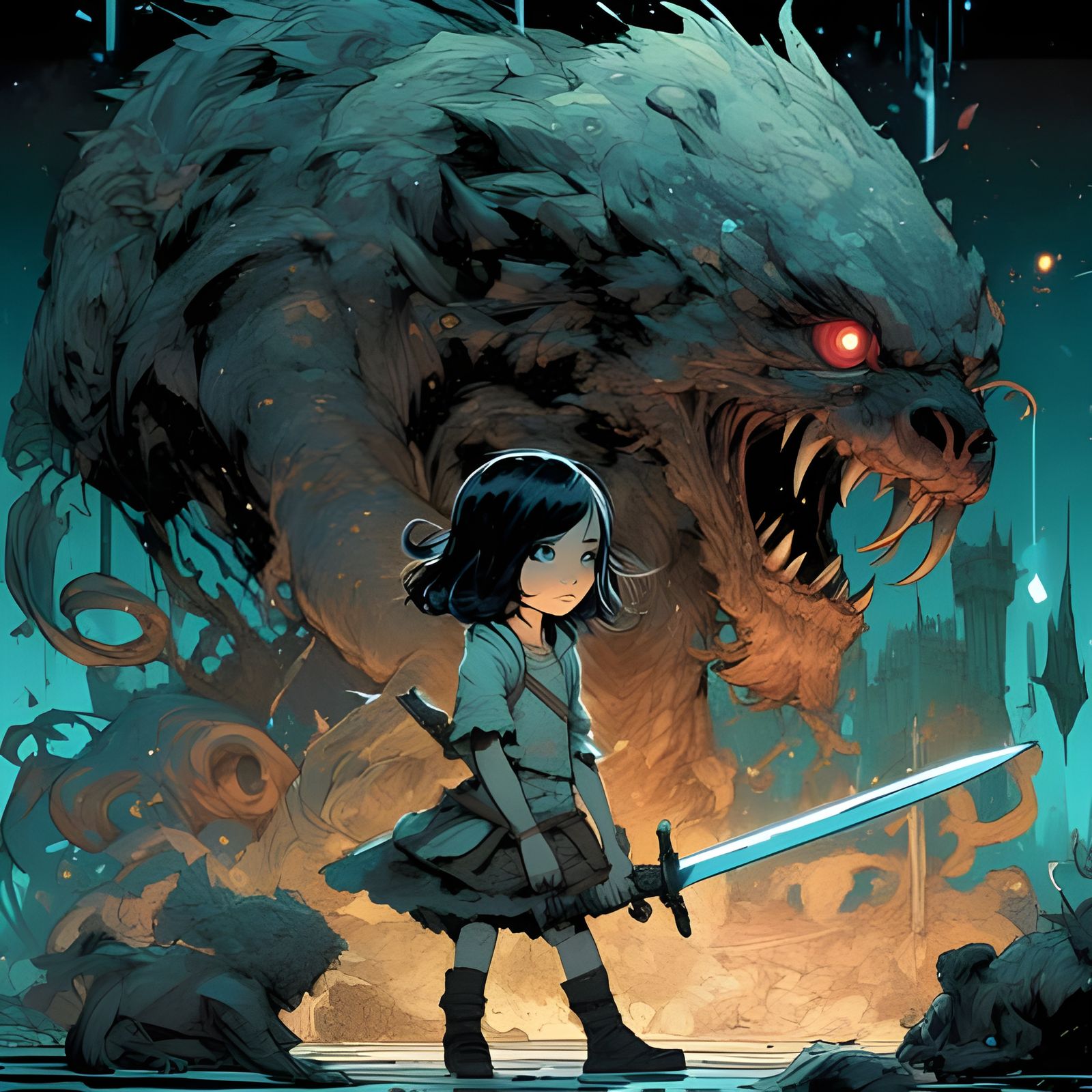 Minimalist Demonic Figure