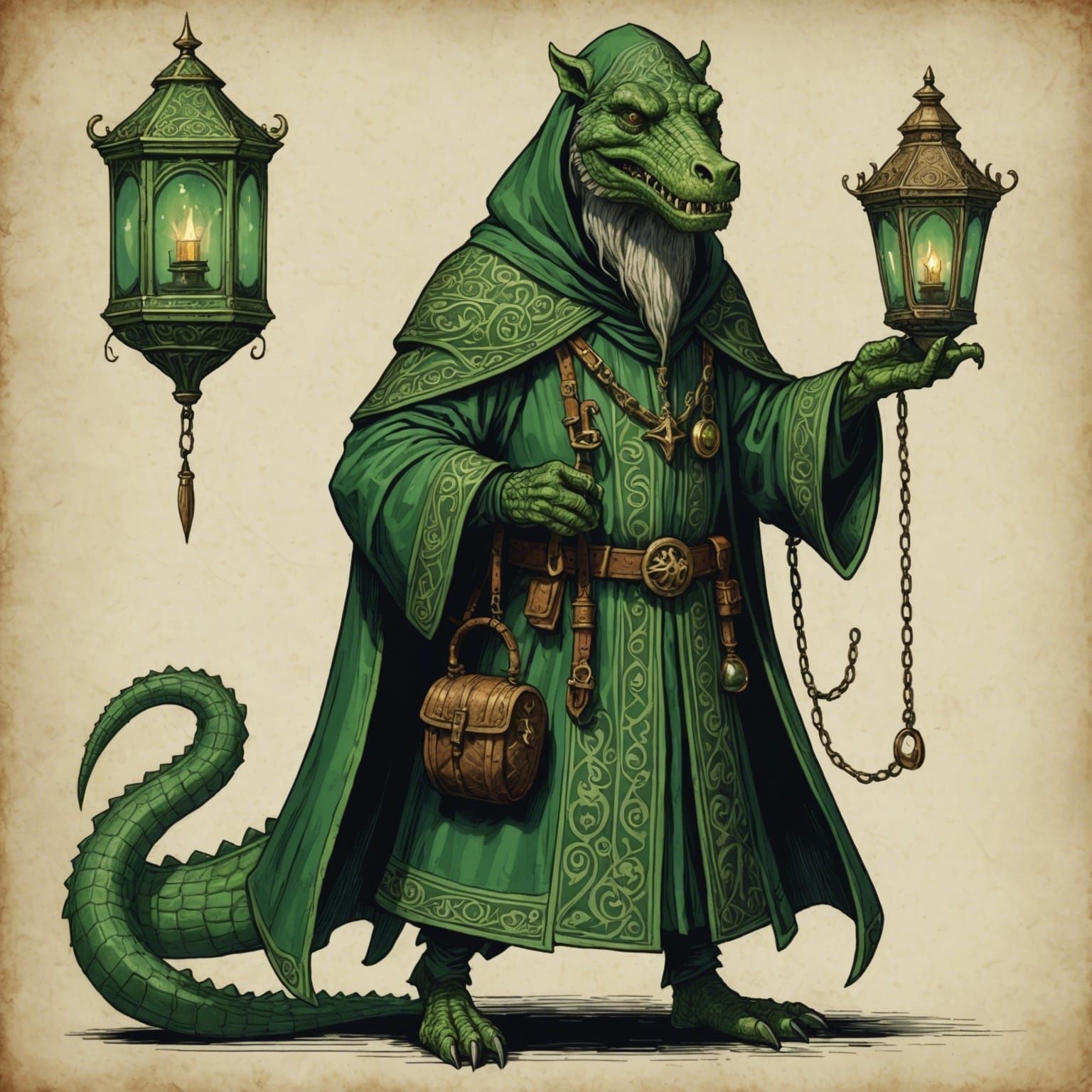 Medieval Bestiary Creature: Lantern Lizard Wizard