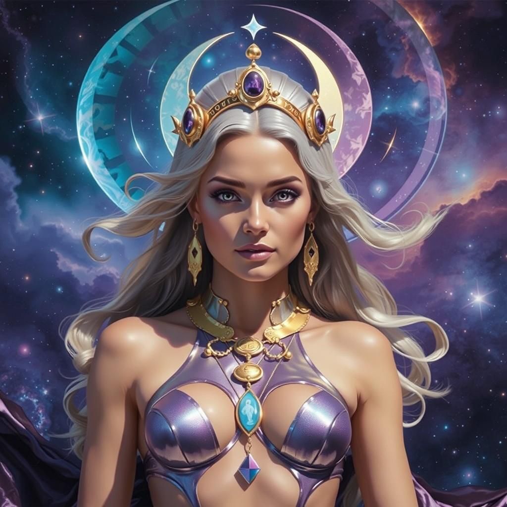 Cosmic Goddess in Iridescent Purple