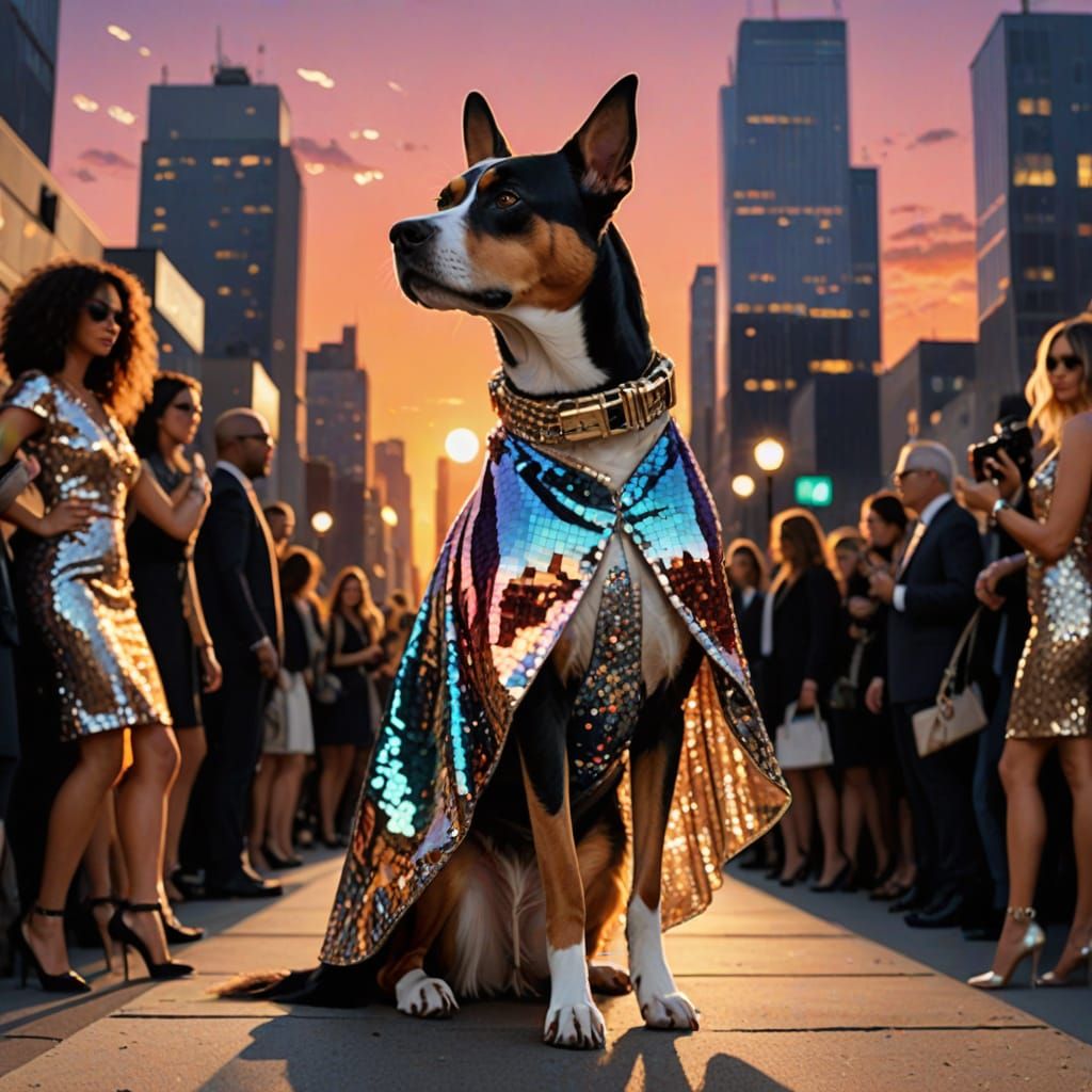 Fashionable Female Dog Struts Down Luxury Catwalk