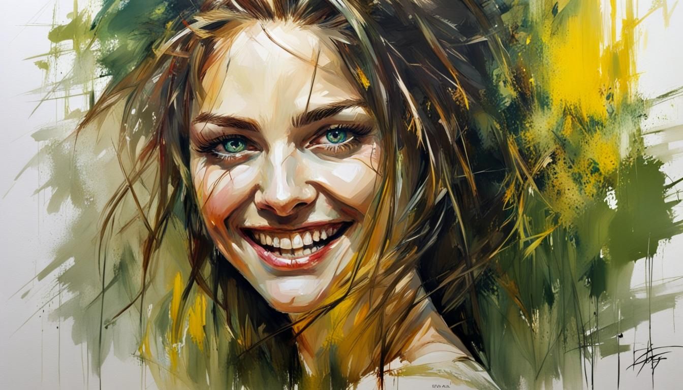 Hyperrealistic Portrait of a Smiling Woman