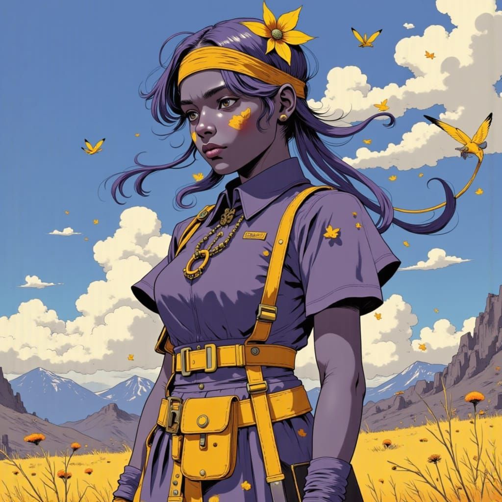 Forbidden Robot Love in Windy Autumn Scene