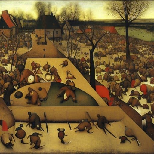 Gunners and Hordes, in Bruegel Style