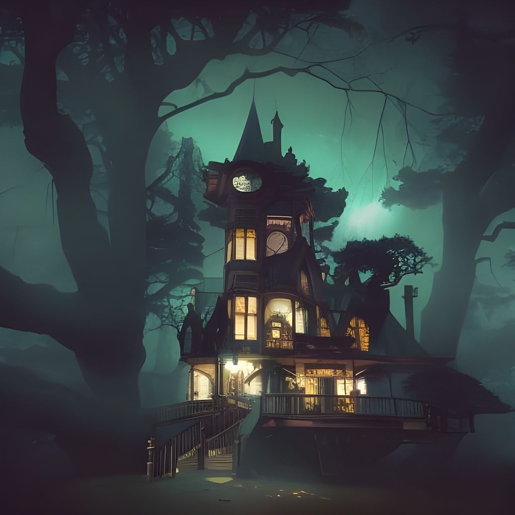 Magical Victorian Treehouse Mansion in Filmic Style