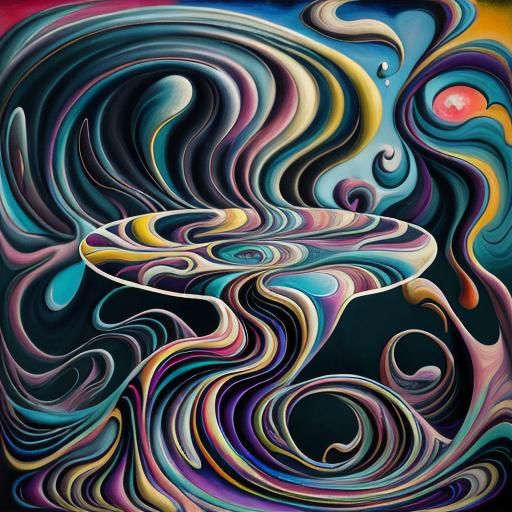 Dreamlike Surrealism: Figure in Vibrant Landscape