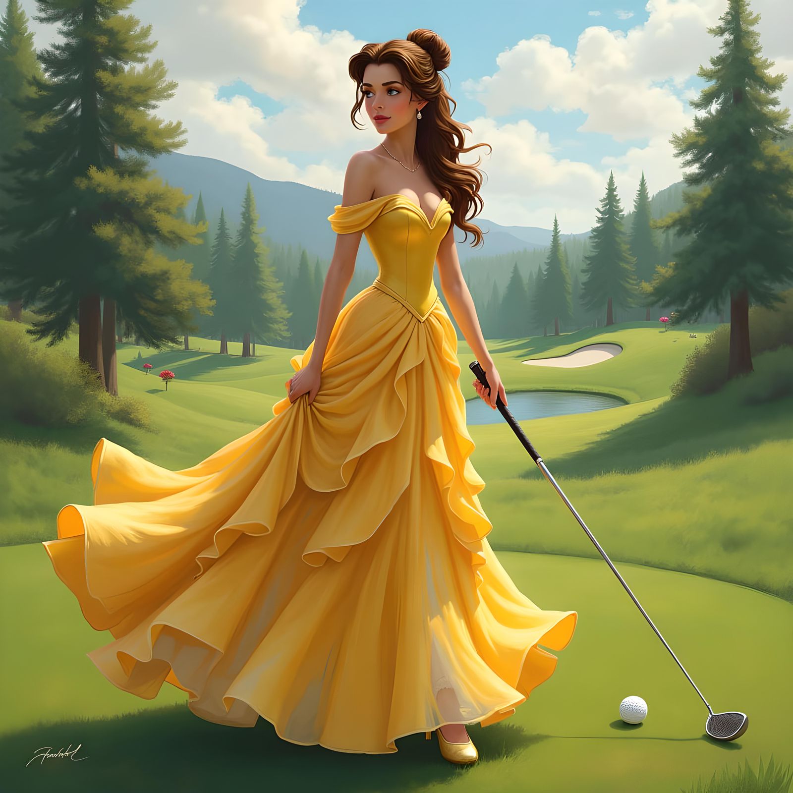 Princess Belle Plays Golf