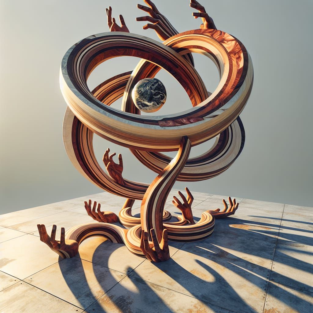 Abstract Heliocentric Wood Kinetic Sculpture Before 1912