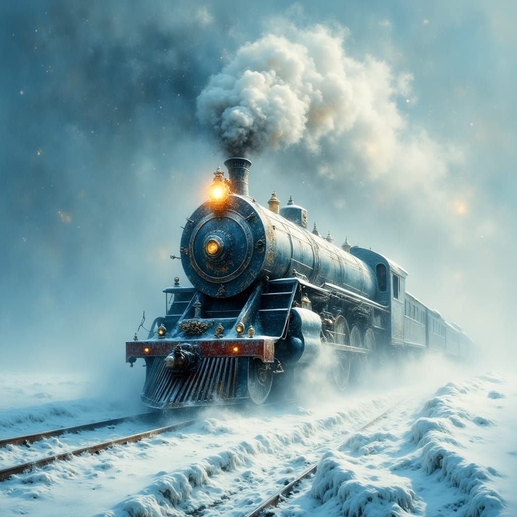 Majestic Frost-Covered Train in Snowy Tundra