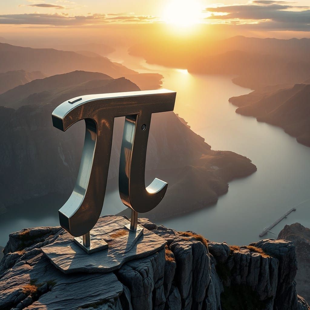 Silver Pi Statue Amidst Norwegian Landscape