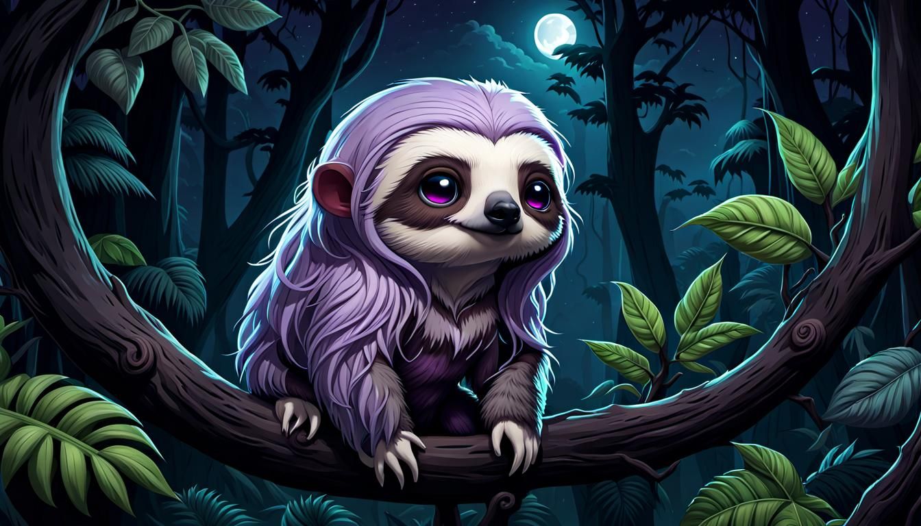 Chibi Sloth Witch in Amazon Rainforest