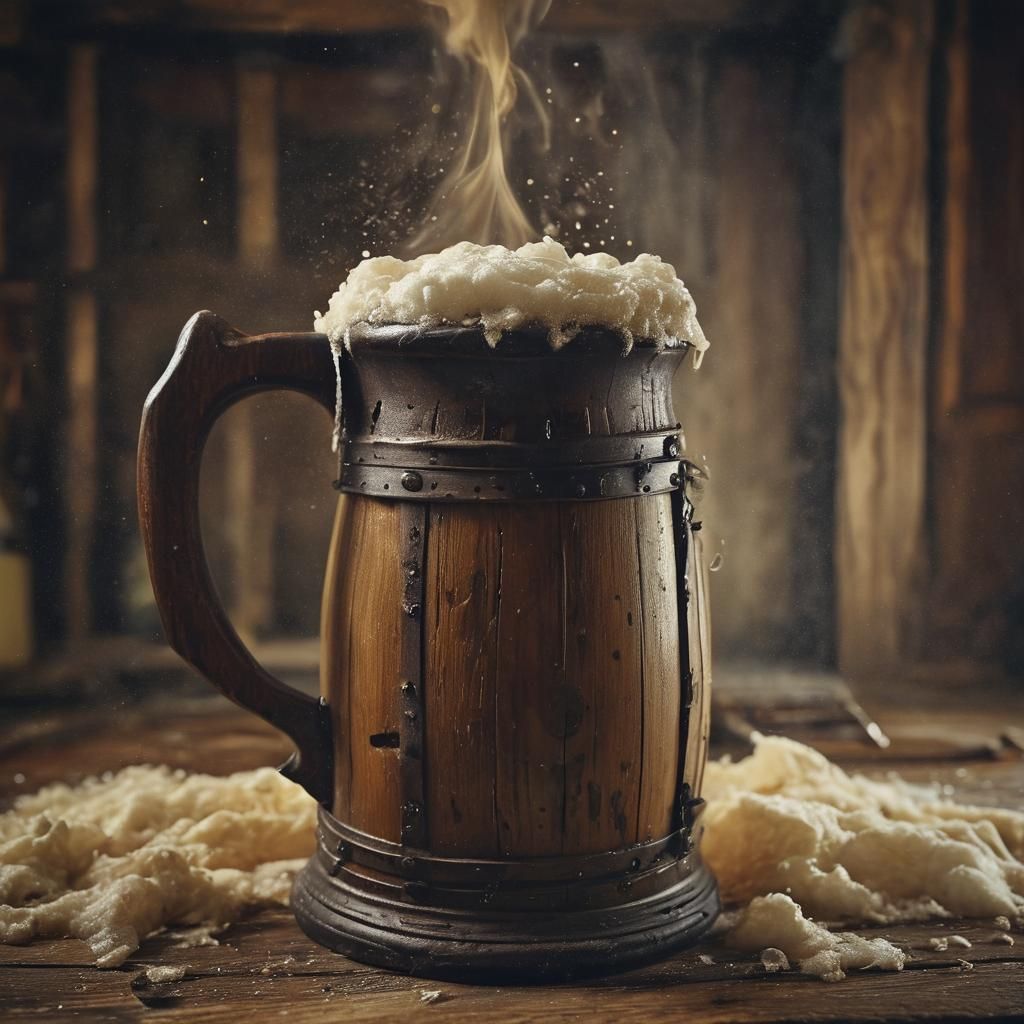 Frothy Ale Tankard in Medieval Film Still