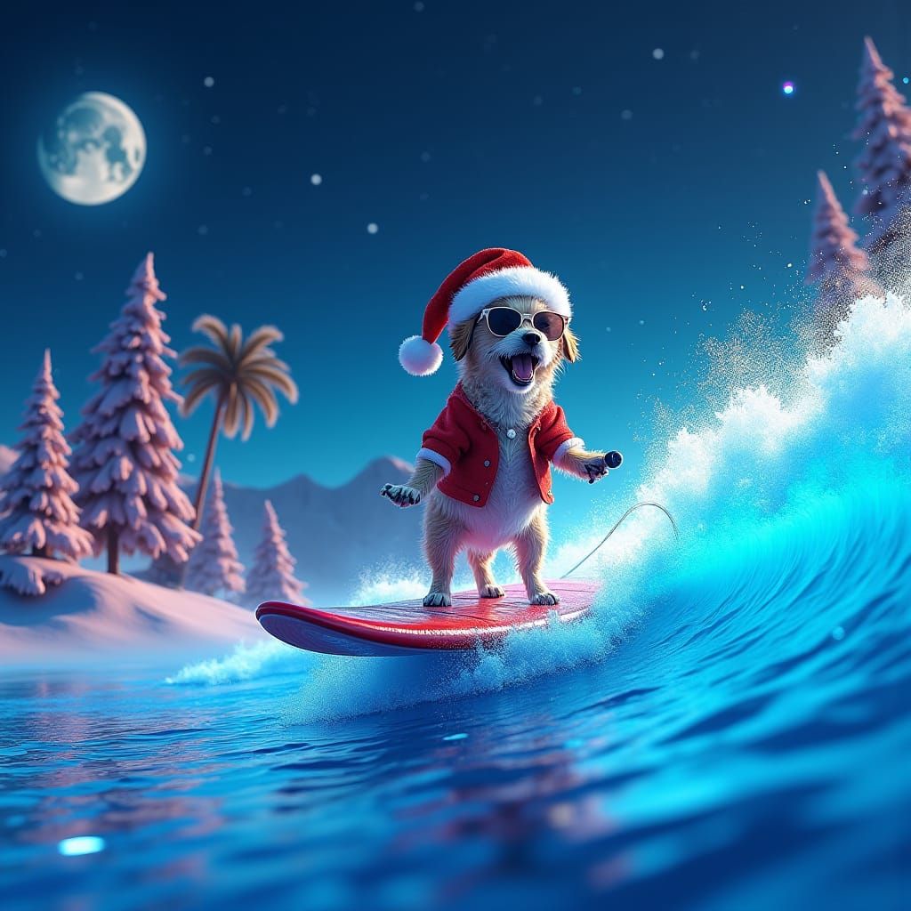 Elderly Dog Surfing on Kool-Aid at Midnight Christmas