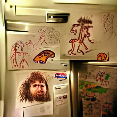 Caveman Art on Refrigerator