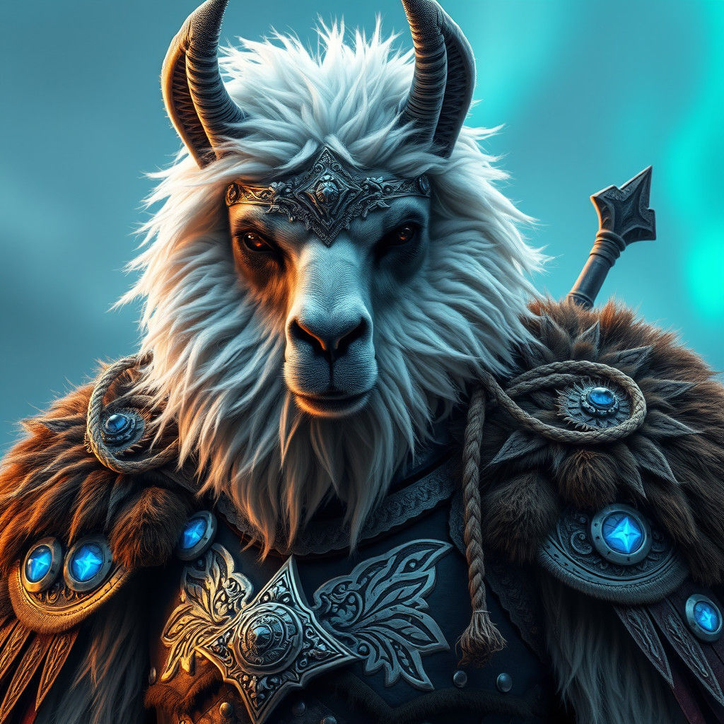 Lama Viking Warrior in Silver Armor