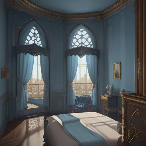 Gothic Royal Bedroom with Gold Accents