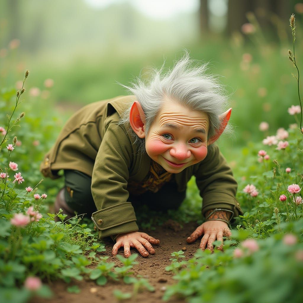 Whimsical Leprechaun in Emerald Clover Field