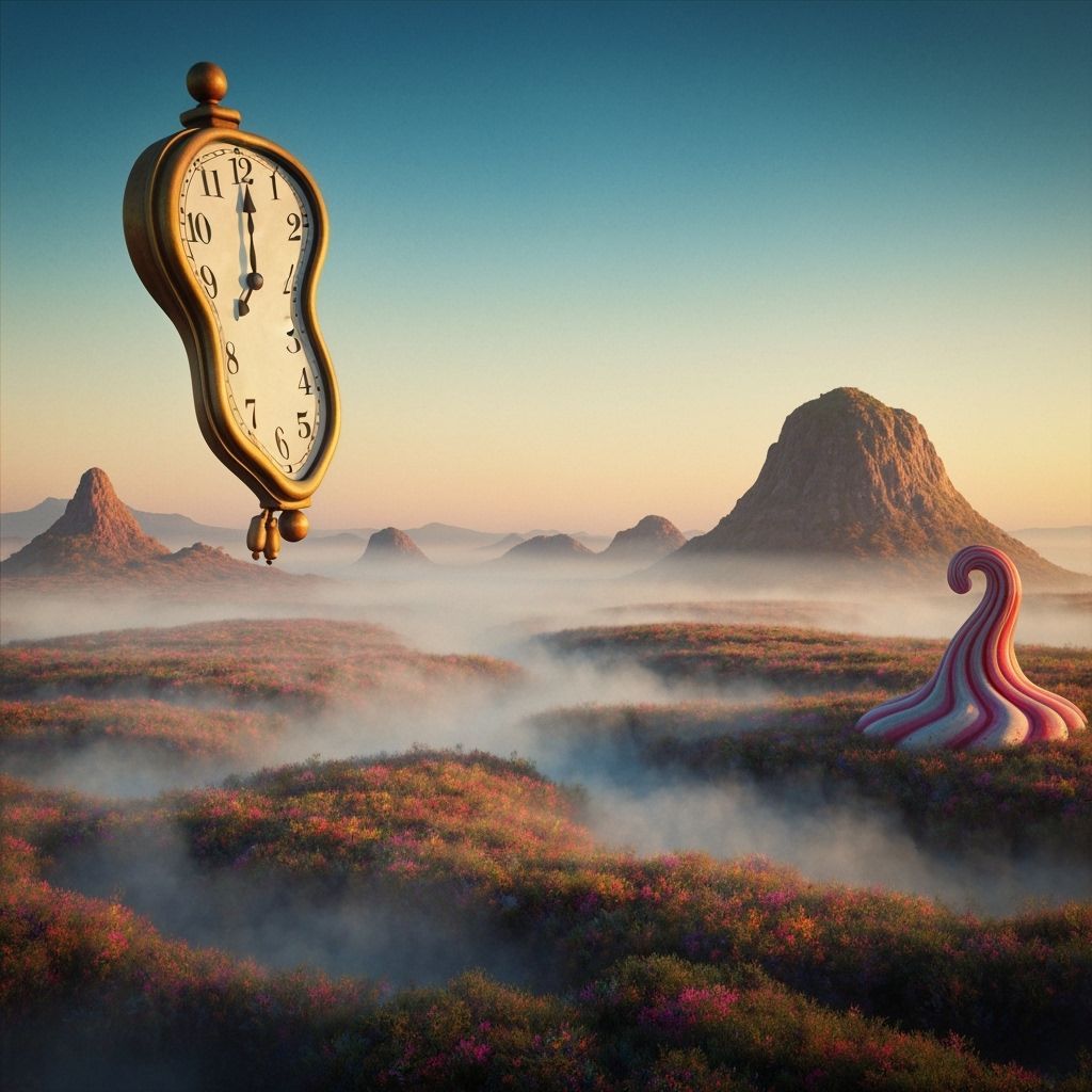 Surreal Melting Landscape with Ethereal Mist